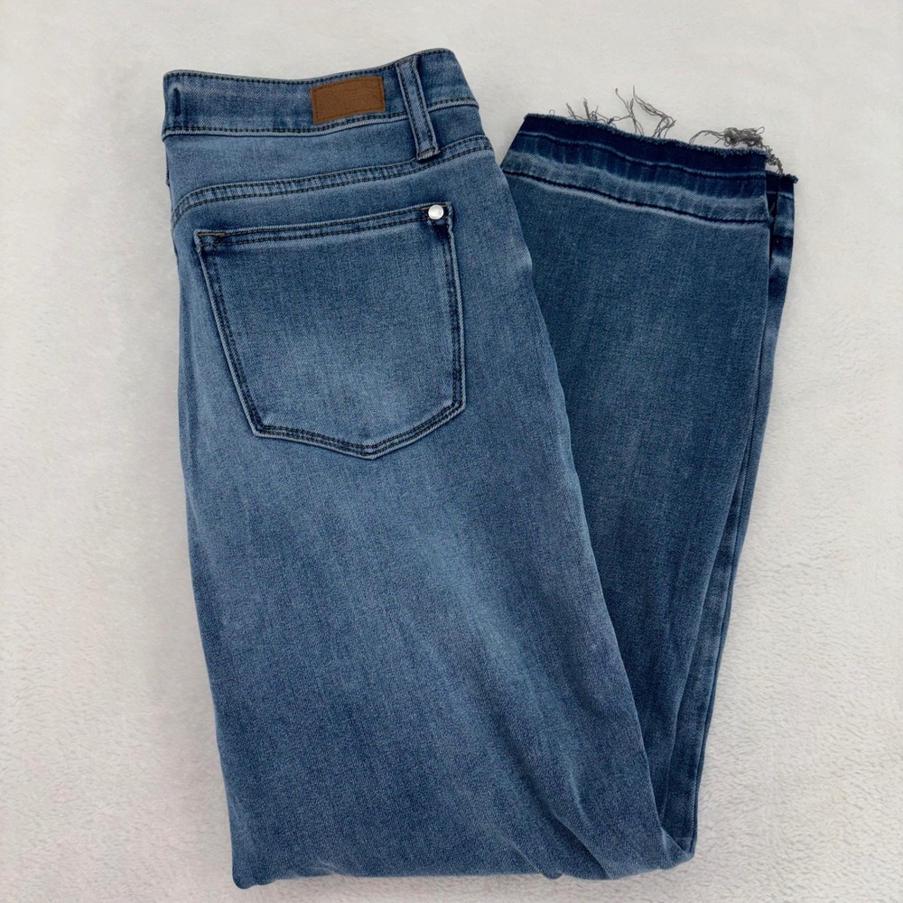 Judy Blue High Waist BoyFriend Fit Jeans Medium Wash Raw Hem Womens Size 9/29